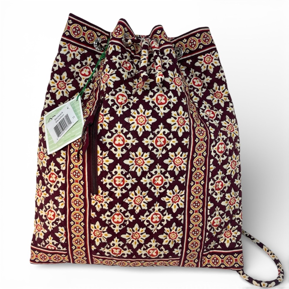 Vintage Vera Bradley Medallion BackSack 2006 Quilted Cotton Drawstring Purse NWT